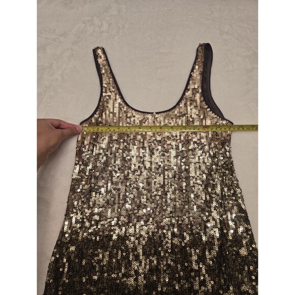 EXPRESS Gold Sequin Ombre Scoop Neck Sleeveless Mini Party/Cocktail Dress, XS - Picture 2 of 6